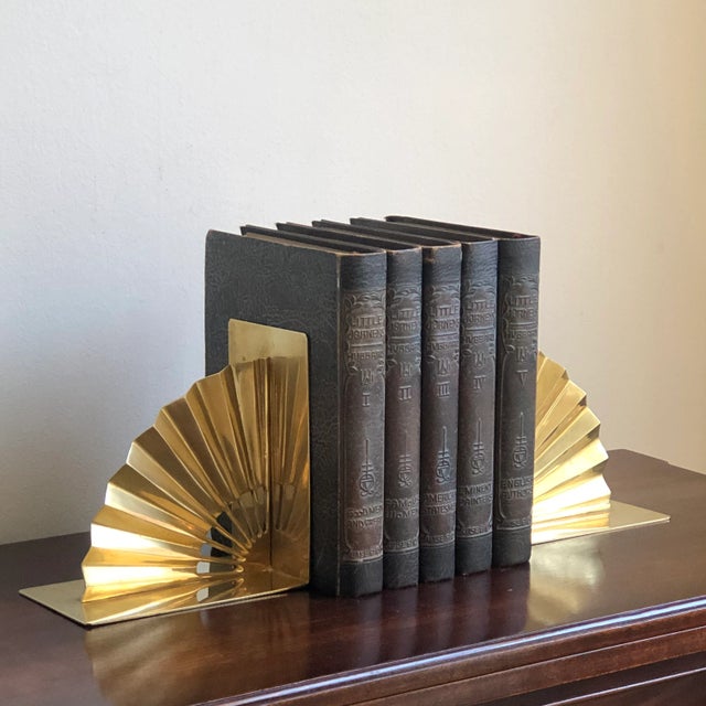 Chinoiserie Late 20th Century Chinoiserie Brass Fan Bookends — a Set For Sale - Image 3 of 12