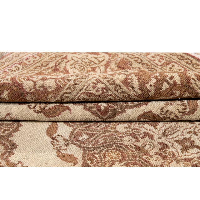 Textile Antique Tabriz Handmade Tan Floral Scatter Wool Rug For Sale - Image 7 of 11