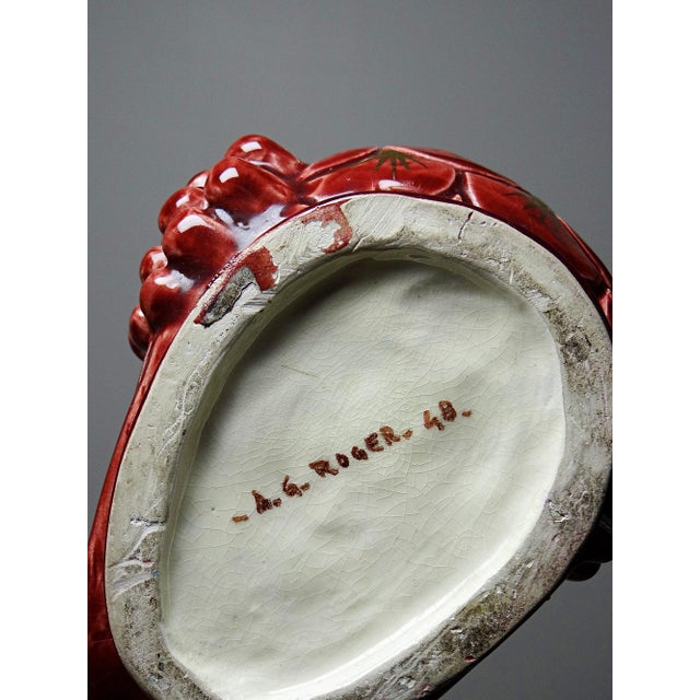 Glazed Ceramic Rooster Candlesticks by A.G Roger, 1940s, Set of 2 For Sale - Image 9 of 18