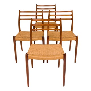 Vintage Niels Otto Møller Model 78 Dining Chairs – Rosewood Danish Cord Set of 4 For Sale