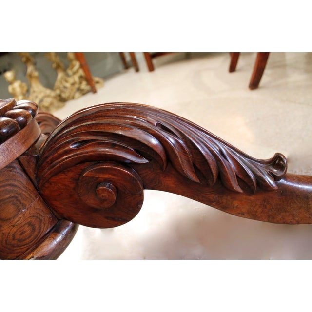 Anglo Colonial Oval Rosewood Center Table/Breakfast Table With Carved Pedestal Base For Sale - Image 9 of 10