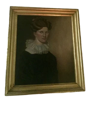 1825 American Federal Woman Portrait Oil Painting, Framed