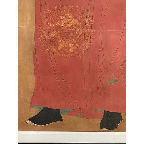 Textile Large 19th Century Chinese Emperor Gaozu of Tang Dynasty Framed Painted Silk For Sale - Image 7 of 10
