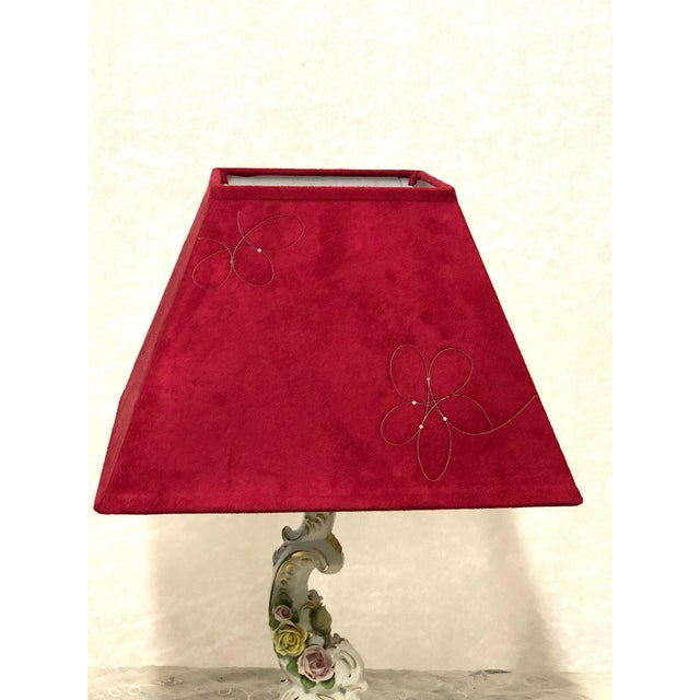 Ceramic Porcelain Table Lamp with Fabric Shade from AK Kaiser, 1960s For Sale - Image 7 of 10