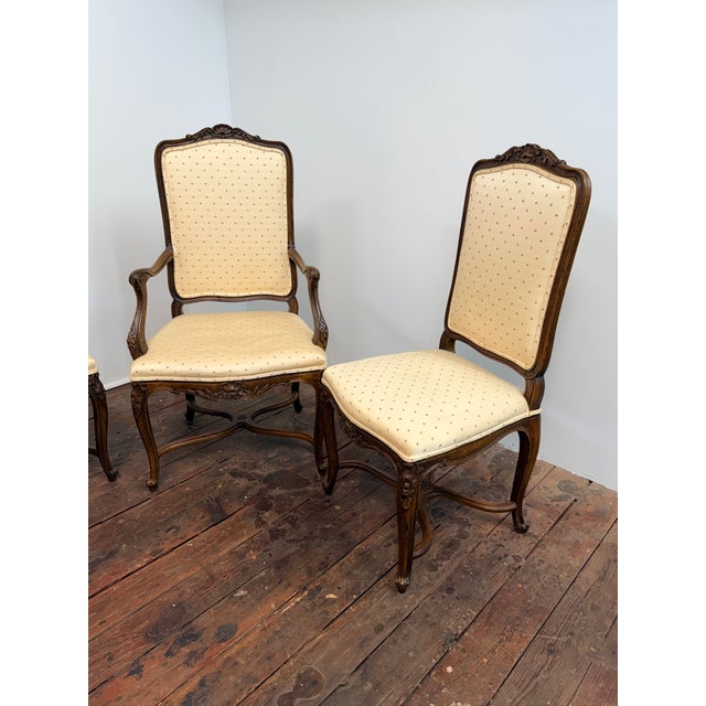 French Provincial Carved French Provincial Style Dining Chairs for John Widdicomb, Set of Six For Sale - Image 3 of 17