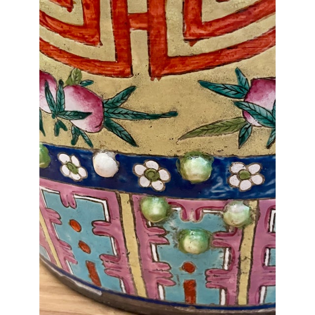 Vintage Chinese Famille Rose Chinoiserie Ceramic Garden Stool For Sale - Image 11 of 11