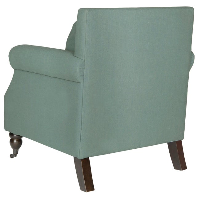 Club Chair & Silver nailheads in Seaside Blue & Espresso For Sale - Image 4 of 10