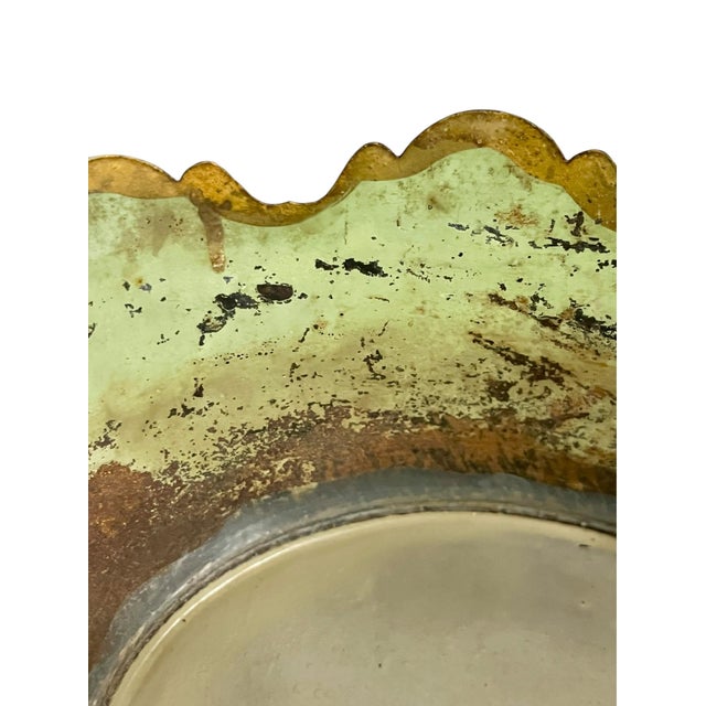 Vintage French Tole Cachepot With Hand-Painted Roses and Scalloped Rim For Sale - Image 11 of 15
