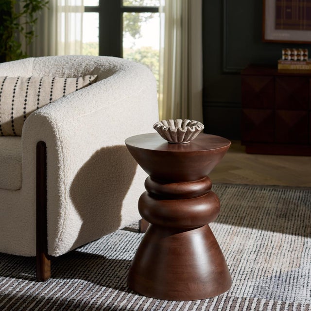 Step into style with our walnut-colored accent tables, expertly crafted from mango wood. With a beautiful warm tone that...