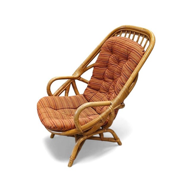 Bamboo Lounge Armchair with Cushion For Sale - Image 4 of 5