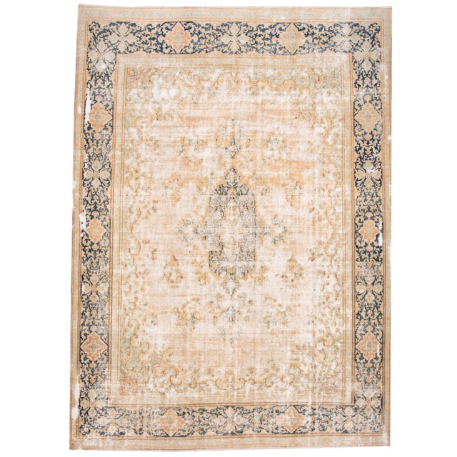Mid-20th Century Vintage Distressed Wool Rug 10 X 14 For Sale