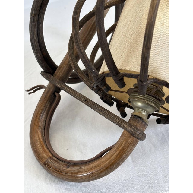 Wall Sconce in Bent Rattan and Canvas by Louis Sognot, 1950 For Sale - Image 10 of 11