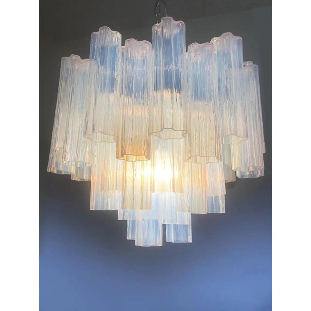 Opal Tronchi Murano Glass Chandelier in Venini Style by Simoeng For Sale - Image 6 of 9