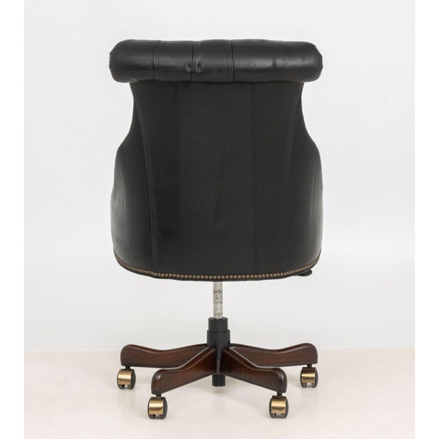 Black Chesterfield Black Leather Executive Chair For Sale - Image 8 of 9