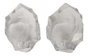 Eagle Crystal Sweden Paperweight Bookends by Mats Jonasson - A Pair