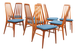 Eva Chairs in Teak by Niels Koefoed for Koefoed Hornslet, 1960s, Set of 8