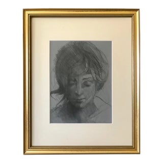 Portrait of a Girl Original Lithograph by Robert James Baxter For Sale