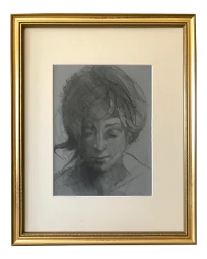 Portrait of a Girl Original Lithograph by Robert James Baxter