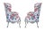 French Late 19th Century Finely Carved Louis XV Style Wing Chairs in Floral Linen - a Pair For Sale - Image 3 of 11