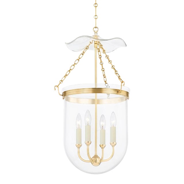 Hudson Valley Lighting Mark D. Sikes Rousham 4-Light Lantern Pendant, Aged Brass For Sale