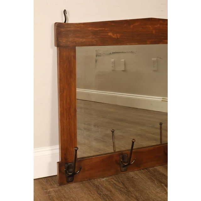 Gustav Stickley Antique Mission Oak Wall Mirror With Coat Hooks #66 For Sale In Philadelphia - Image 6 of 18