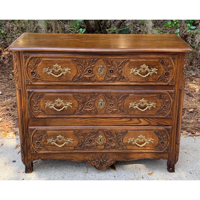 Baker Furniture French Country Provincial Style Carved Oak Wood Bachelor Chest of Drawers For Sale - Image 11 of 11