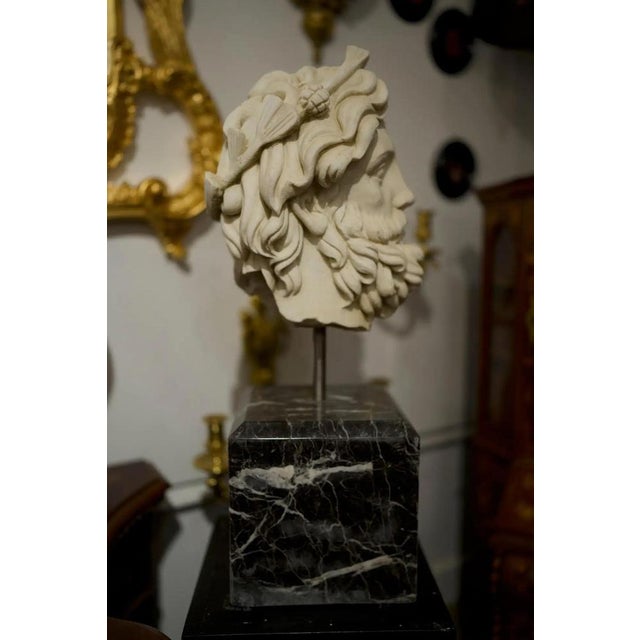 20th Century Greek Head Bust in Hand-Carved Marble For Sale - Image 4 of 6