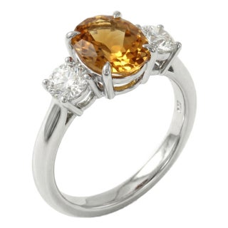 Natural Citrine Cubic Zirconia Ring, November Birthstone Engagement Ring Us 7 For Sale