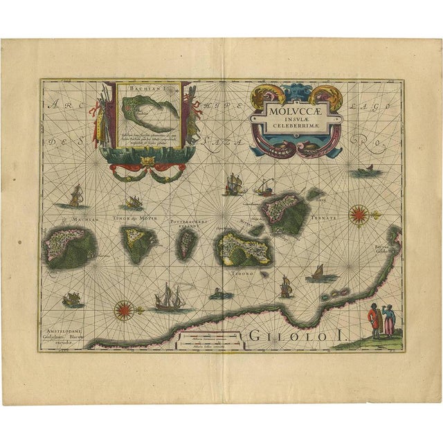 Antique Map of the Spice Islands Moluccas by W. Blaeu, 1640 For Sale