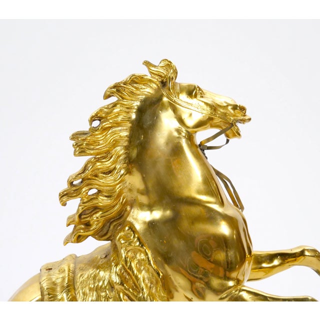 Bronze Gilt & Patinated Bronze Models of the Marly Horses After Guillaume Coustou For Sale - Image 8 of 12