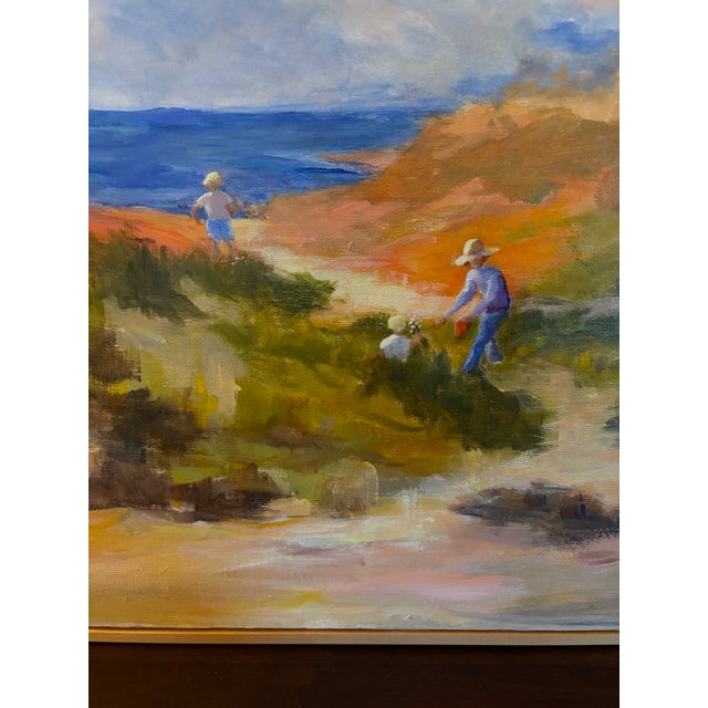 Blue 1990s Coastal Painting, Framed - Unsigned For Sale - Image 8 of 8