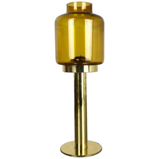 Brass & Glass Claudia Candleholder from Hans-Agne Jakobsson, Markaryd, Sweden, 1960s For Sale