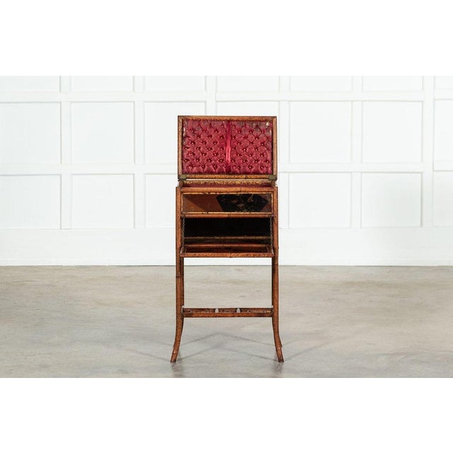 19th Century French Bamboo & Lacquer Work Table, 1870s For Sale - Image 3 of 18