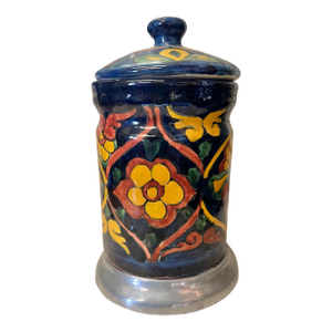 Vintage Lidded Talavera Mexican Pottery Jar