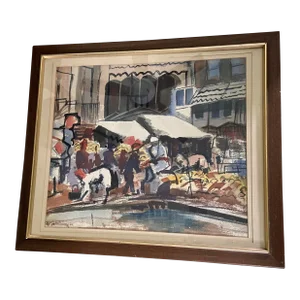 Abstract Contemporary Watercolor Painting Signed Schwind 60s