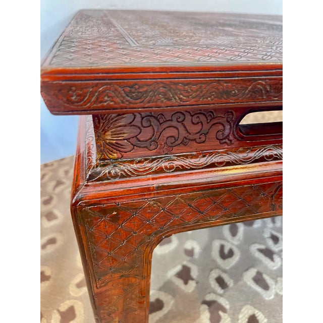 Chinoiserie Coffee Table, Hand Carved Lacquer, French, 1940s For Sale - Image 14 of 18