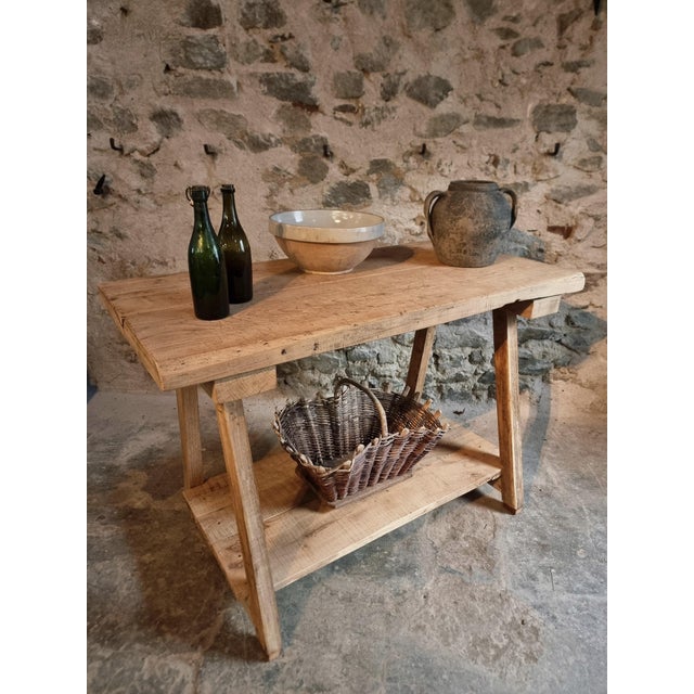 Rustic French Worktable in Beech, Chestnut and Oak, France, 1940s For Sale - Image 3 of 18