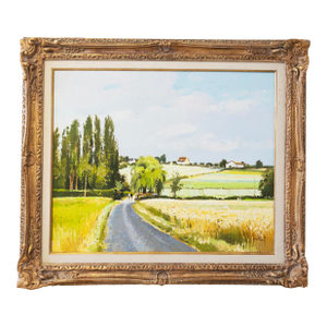 Gérard Passet Route Dans Le Champs Signed Impressionist Oil Painting on Canvas