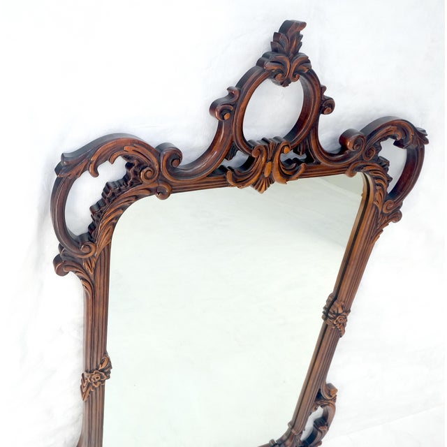 Thomas Chippendale Very Fine c1940s Pierced Carved Mahogany Chippendale Style Wall Mirror MINT For Sale - Image 4 of 14
