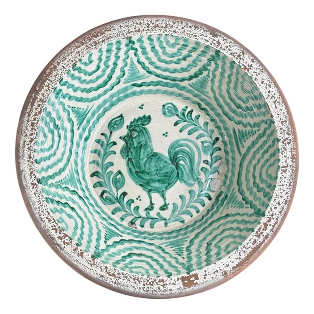 Large Spanish Fajalauza Ceramic Lebrillo Bowl For Sale
