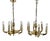 Vintage Spanish 4 & 6 Light Golden Brass Chandeliers from Saeval, Set of 2 For Sale