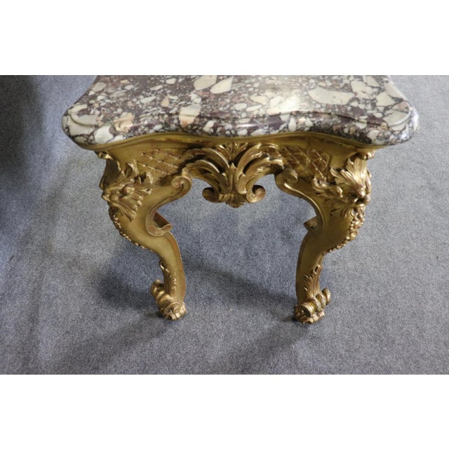 French Louis XV Giltwood Marble Top Center Table C.1880s Era For Sale - Image 11 of 14
