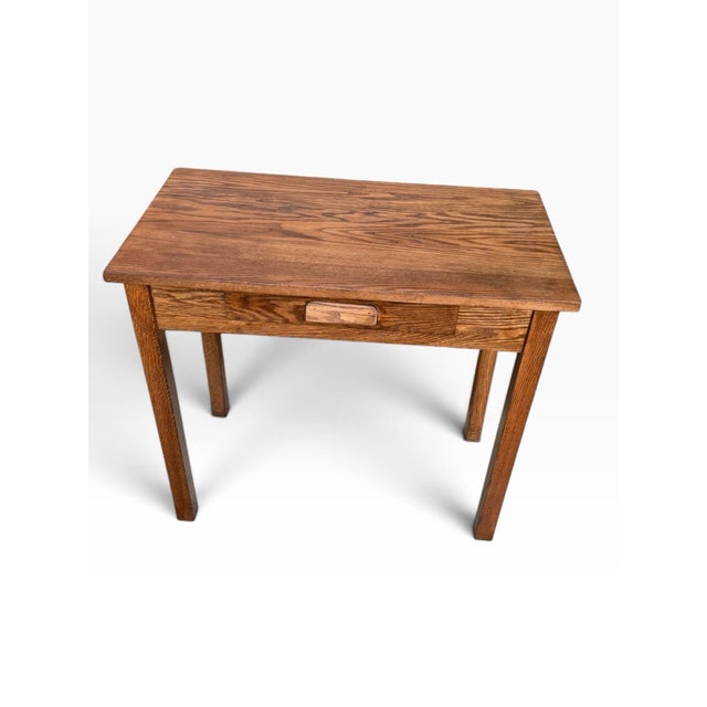 Vintage Solid Oak One-Drawer Writing Desk or Console Table, Refinished For Sale - Image 11 of 11