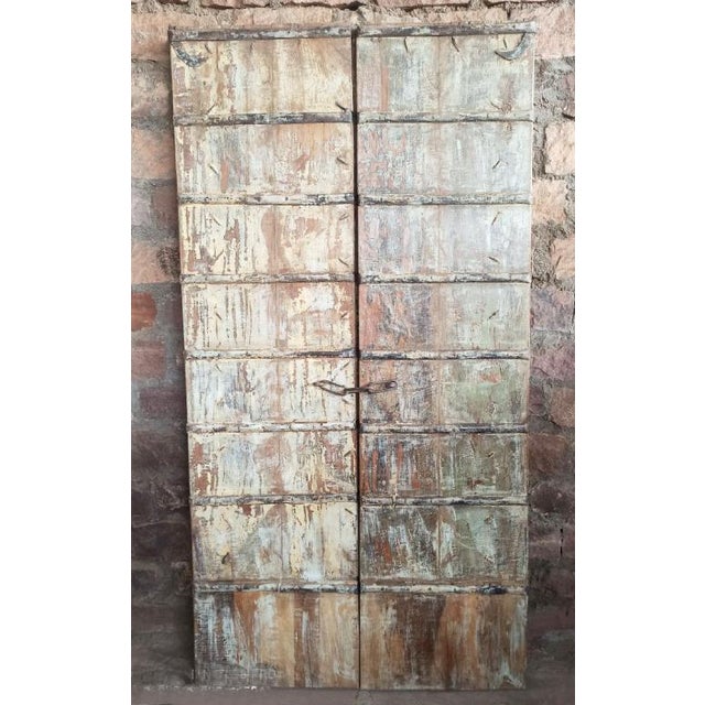Antique Teak Wood Carved Door – Rustic Farmhouse Garden Entry Door 84 For Sale - Image 9 of 10