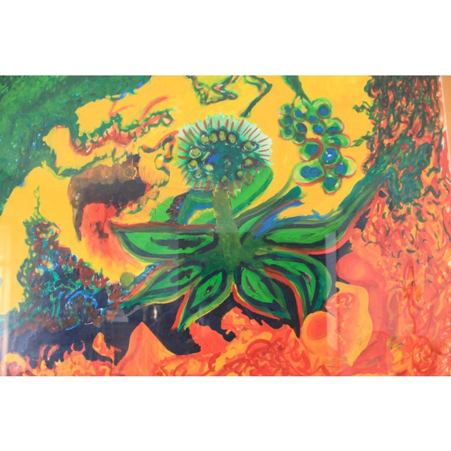 Colored Framed Vintage Painting For Sale - Image 4 of 12