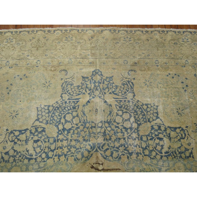 Textile Early 20th Century Zabihi Collection Blue Persian Room Size Pictorial Rug - 8'3" x 9'10" For Sale - Image 7 of 9