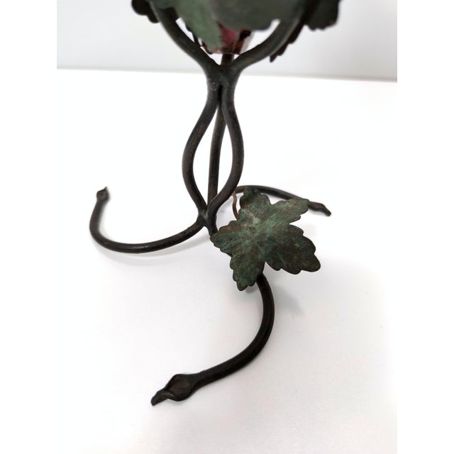 Ruby Red Murano Glass Vase with Iron Grape Vines attributed to Umberto Bellotto, 1930s For Sale - Image 10 of 11