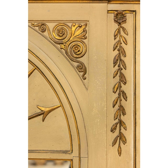 Mid 20th Century French Empire Style Beige Painted Trumeau Mirror with Carved Gilt Décor For Sale In Atlanta - Image 6 of 13