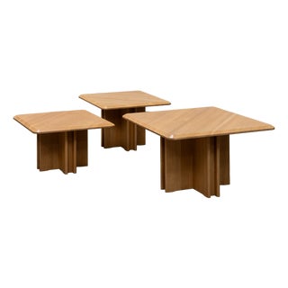 Nesting Tables in Light Oak, 1980s, Set of 3 For Sale