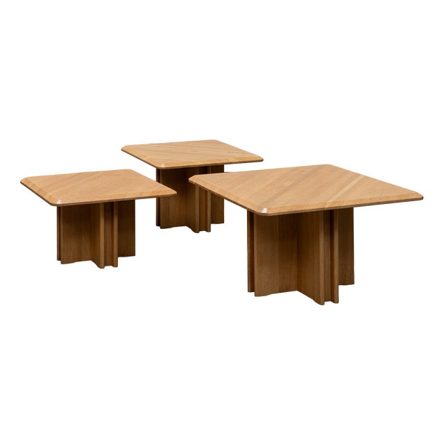 Nesting Tables in Light Oak, 1980s, Set of 3 For Sale
